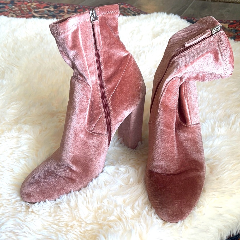 Steve Madden Pink Velvet Boots